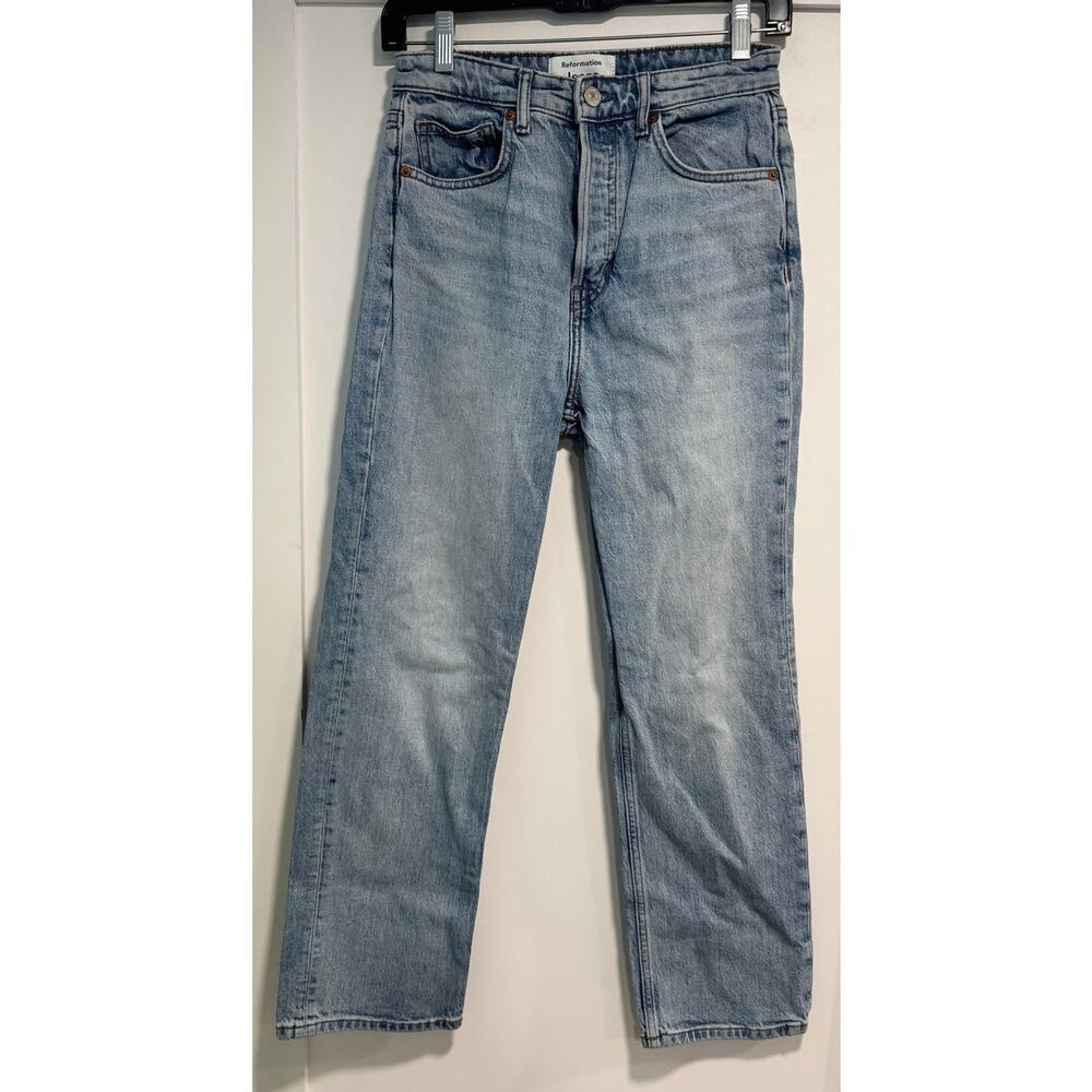 REFORMATION Cynthia Stretch High Rise Straight Leg Denim Ankle Jeans Size 26 - Picture 2 of 6